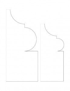 A multitude of line art drawings of Skyes House moulding profiles