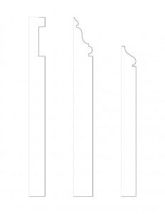 Line art of three Skyes house moulding profiles