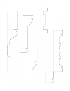 Several line arts of Skyes house cornice moulding profiles