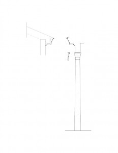 Line art of Talcott pillar with mouldings and column mouldings
