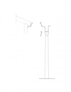 Line art of Talcott pillar with mouldings and column mouldings