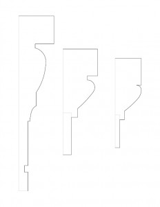 Line art of Talcott House cornice mouldings