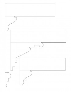 Many line art sketches of Thomas Hurst moulding profiles