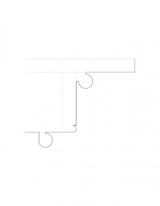 Single line art drawing of Thomas Hurst House cornice moulding profile.