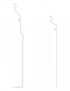 Line art drawings of two Thomas Hurst House cornice mouldings