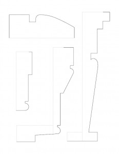 Single line art drawing of Wilson Riegelsberger House cornice moulding profile