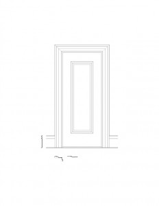 Line art of Wilson Riegelsberger House door casing with mouldings and panel molds