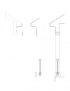 Line art of Wilson Riegelsberger House columns with mouldings and pillars with molds