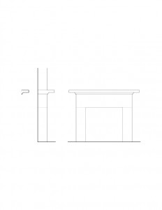 Line art of Hurst House interior fireplace mantel mouldings.