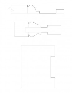 Line art of Hurst House moulding profiles.