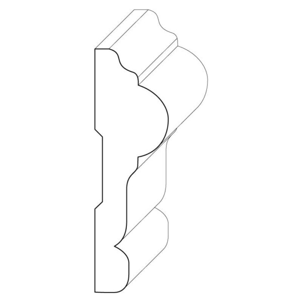 Wood chair rail moulding measuring 1 and 1/16 inches by 3 and 1/2 inches