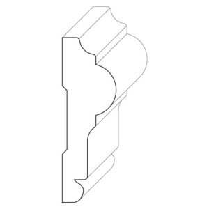 Wood chair rail moulding measuring 1 inch by 3 and 1/16 inches