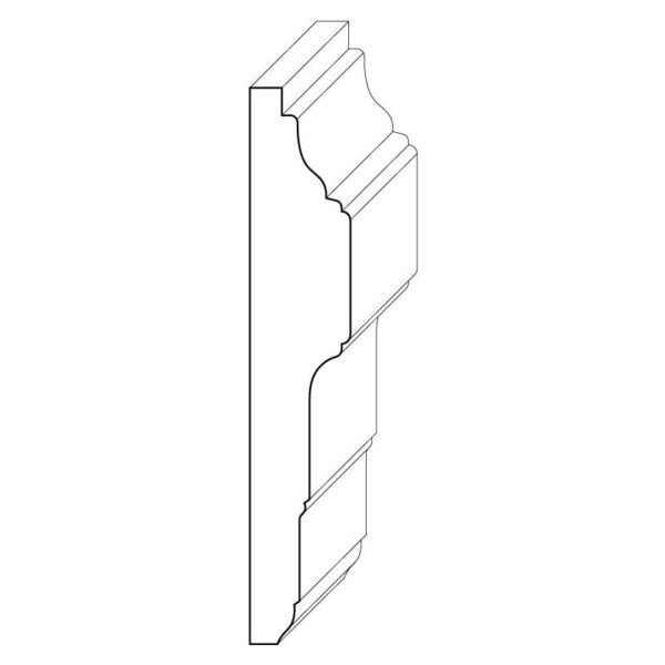 Wood chair rail moulding measuring 13/16 inches by 4 and 3/4 inches