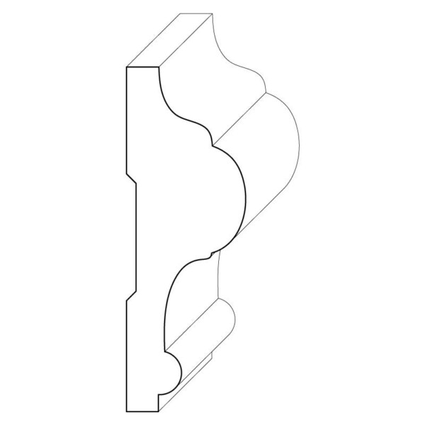 Wood chair rail moulding measuring 1 and 1/4 inches by 3 and 3/4 inches