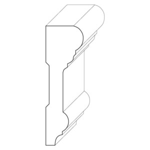 Wood chair rail moulding measuring 1 inch by 3 and 1/16 inches