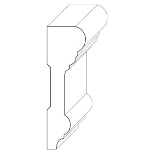 Wood chair rail moulding measuring 1 inch by 3 and 1/16 inches