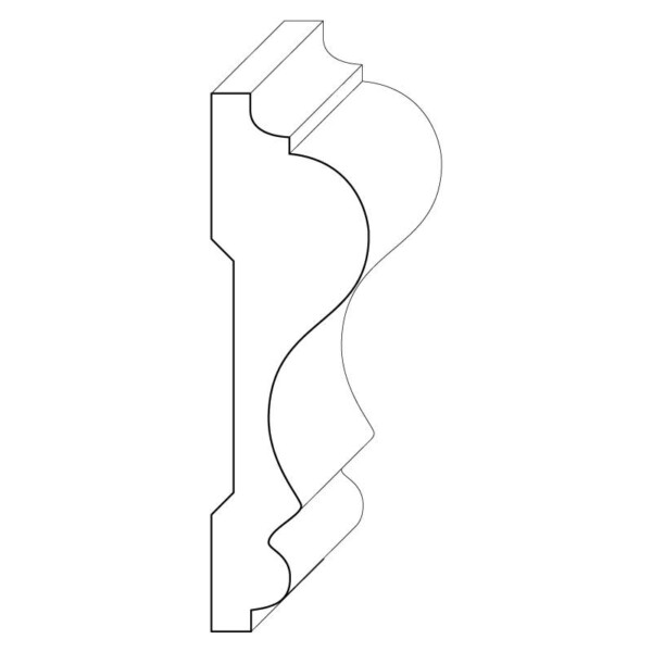 Wood chair rail moulding measuring 1 and 1/4 inches by 4 and 1/4 inches