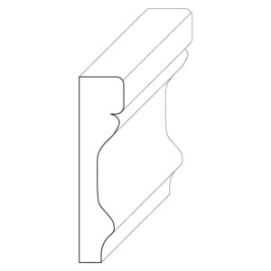 Wood chair rail moulding measuring 3/8 inches by 1 and 9/16 inches