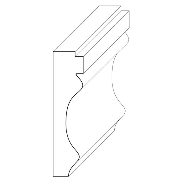 Wood chair rail moulding measuring 3/8 inches by 1 and 9/16 inches