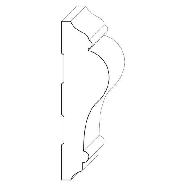 Wood chair rail moulding measuring 1 and 3/4 inches by 5 and 7/8 inches