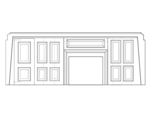 Line art of Benjamin Abbott Farmhouse PANELED BEDROOM AND MANTLE featuring panel molds, and mantel mouldings.