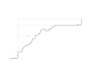 Line art of single Benjamin Abbott Farmhouse PANELED BEDROOM AND MANTLE MOULDINGS.