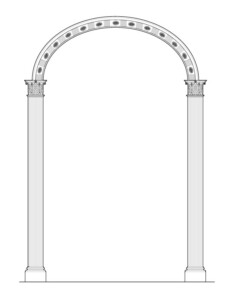 Line art of BENJAMIN PICKMAN HOUSE HALL ARCHWAY featuring column detail.