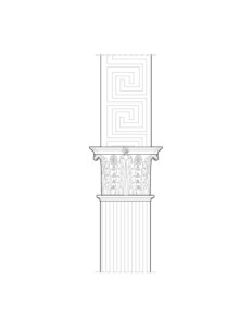 Line art of BENJAMIN PICKMAN HOUSE HALL ARCHWAY details featuring column detail, exterior cornice mouldings, and ornament designs.