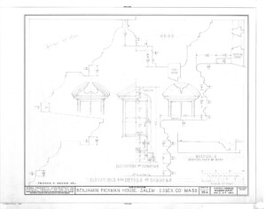 Blueprint of BENJAMIN PICKMAN HOUSE featuring dormer details.