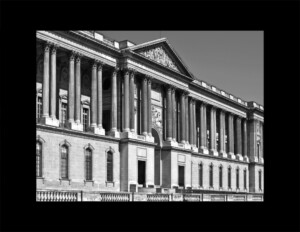 Louis XIV style building featuring many columns, exterior cornices, beautiful balustrades on roof, and tall window casings.